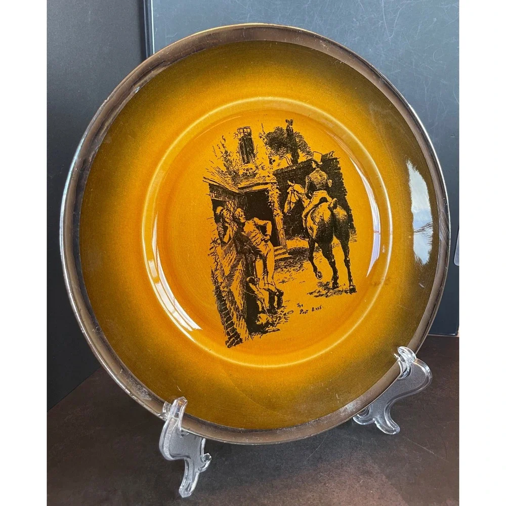 Ridgways Coaching Days & Coaching Ways The Post Boys Plate 9in Amber Gold Silver